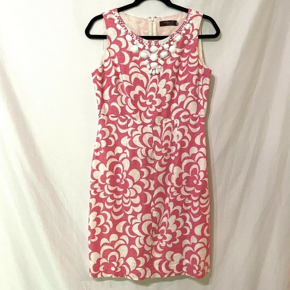 Eliza J Pink White Floral Sleeveless Sheath Dress